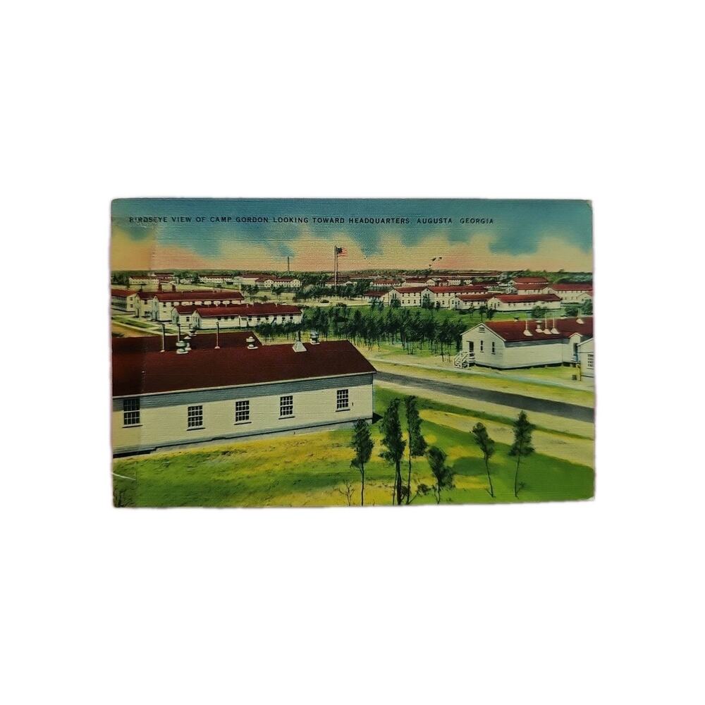 Camp Gordon Augusta Georgia Birdseye View Linen VTG Postcard 1943